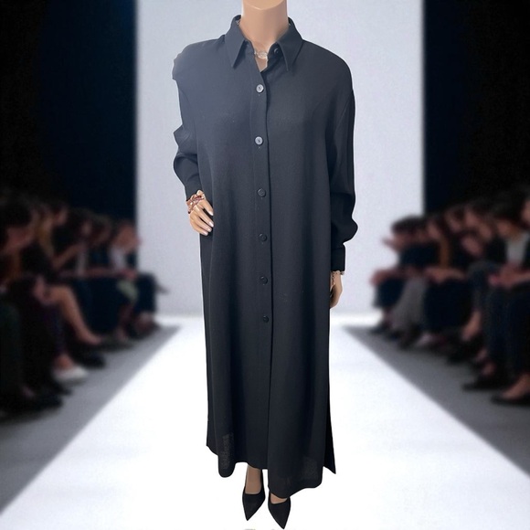 Ellen Tracy Black Long Sleeve Dress Coat - Picture 1 of 8